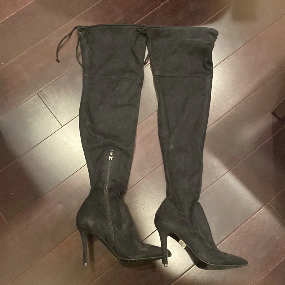 Aldo Asteille black over-the-knee suede boots with stiletto heels